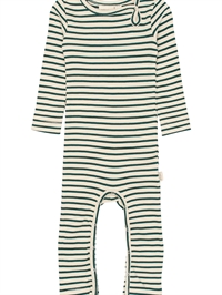 Petit Piao heldragt med grønne og off-white striber set forfra